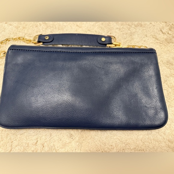 Like New Tory Burch Reva Bonnie Clutch Navy Blue - Picture 11 of 11